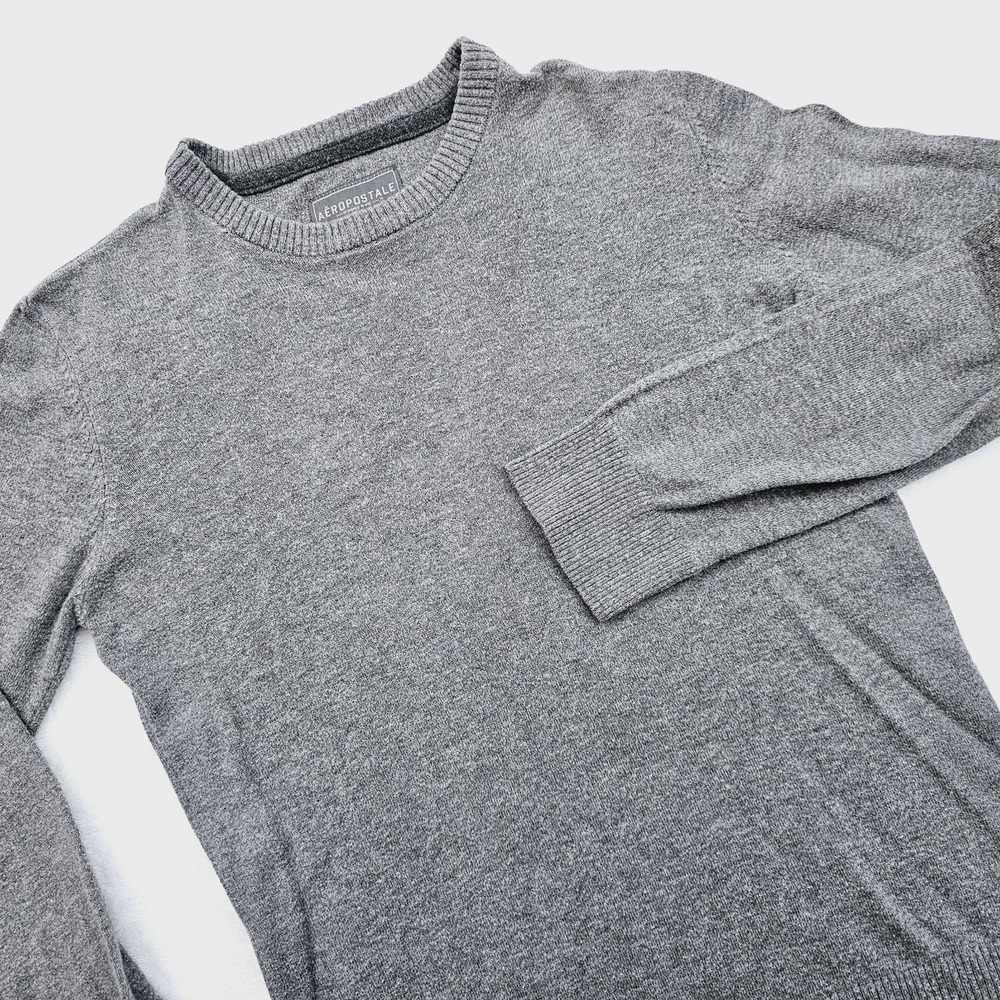 Aeropostale‎ Sweatshirt Men Small Gray Crewneck Sweater Minimalist Preppy